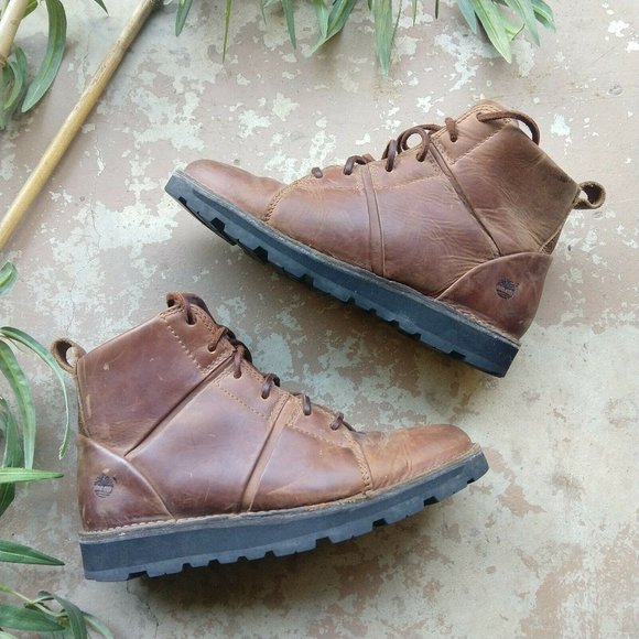 Timberland Shoes - Timberland Ankle Boots Size 8 Leather Lace Up Hiking Vintage Brown Cognac Womens